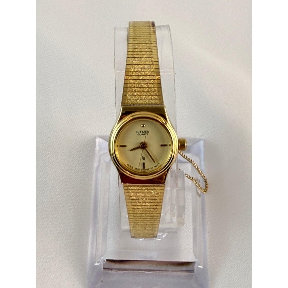 Citizen Quartz Vintage Gold Tone Women Cocktail Watch 5930-R10963 Herringbone